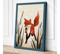 Fox Among the Reeds Boho Canvas Wall Art Print 36x24 Inch