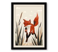 Fox Among the Reeds Boho Framed Wall Art Print A3 (42×29.7cm) Black, Wall Decor for Living Room, Bedroom, Office & Home, Ready to Hang, Art Gift