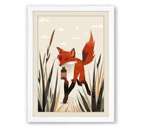 Fox Among the Reeds Boho Framed Wall Art Print A3 (42×29.7cm) White, Wall Decor for Living Room, Bedroom, Office & Home, Ready to Hang, Art Gift