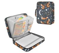 Fox and Astrology Moon Zipper Binder Bag 3 Ring 6-Tab Expanding File Folder 500 Sheets Organizer for School Work Office