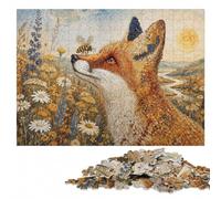 Fox And Bee Klimt Wooden Puzzle for Adults, Hobby Gift, 300 Pieces