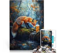 Fox and Beer in the WoodsJigsaw Puzzles 1000 Pieces for Adults Family Entertainment Toys Wishlist with Santa Claus 38x26cm