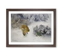 Fox And Black Grouse Cock By Bruno Liljefors Classic Painting Framed Print | A2 Walnut Framed Wall Art | Ready to Hang | Classic Animal Picture | Living Room Bedroom Lounge Office