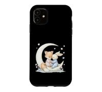 Fox and Bunny on Crescent Moon Pastel Nursery Art Case for iPhone 11