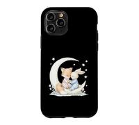 Fox and Bunny on Crescent Moon Pastel Nursery Art Case for iPhone 11 Pro