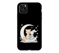 Fox and Bunny on Crescent Moon Pastel Nursery Art Case for iPhone 11 Pro Max