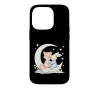 Fox and Bunny on Crescent Moon Pastel Nursery Art Case for iPhone 14 Pro