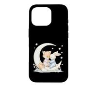 Fox and Bunny on Crescent Moon Pastel Nursery Art Case for iPhone 16 Pro