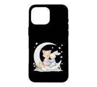 Fox and Bunny on Crescent Moon Pastel Nursery Art Case for iPhone 16 Pro Max