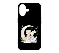 Fox and Bunny on Crescent Moon Pastel Nursery Art Case for iPhone 17