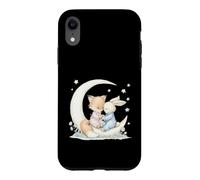 Fox and Bunny on Crescent Moon Pastel Nursery Art Case for iPhone XR