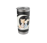 Fox and Bunny on Crescent Moon Pastel Nursery Art Stainless Steel Insulated Tumbler