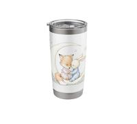 Fox and Bunny on Crescent Moon Pastel Nursery Art Stainless Steel Insulated Tumbler