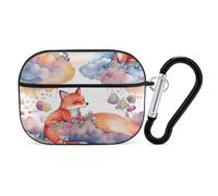 Fox and Clouds Case Cover with Keychain Shockproof Hard Shell Protective Case for 2nd/1st Generation Case for Women Men Bluetooth Earbuds Case
