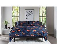 Fox and Deer Stunning Duvet Cover Set in Navy Blue Single Bed Size Cotton Rich