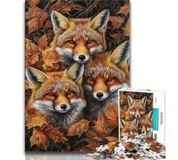 Fox And Fallen Leaves Puzzles for Adults Teens 1000pc Puzzle,Help The Brain Exercise Addictive Toys to Cultivate Patience Parent-child Interaction (75x50cm)