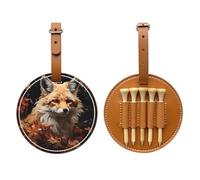 Fox and Flowers Brown Printed Golf tee Storage Bag - Portable Design, Easy to Organize tee