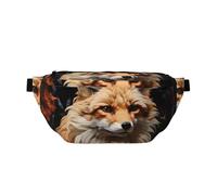 Fox and Flowers Crossbody Waist Bag with Multiple Pockets, Easy To carry, Suitable for Sports, Travel and Daily Use.