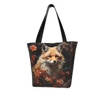 Fox and Flowers Fashionable shoulder handbag, women's crossbody shoulder bag, suitable for weekend travel shopping shoulder bag