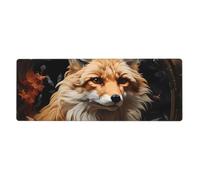 Fox and Flowers Keyboard pad with Non-Slip Rubber Base and Stitched Edges, Suitable for Office and Home use, 80 x 30 cm.