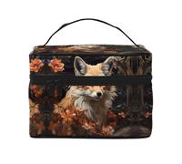 Fox and Flowers Women's Large Capacity Makeup Bag, Portable Travel Makeup Bag, (9x6.5x6.2 inches) Girls Large Makeup Bag Storage Bag