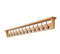 Fox and Grain Solid Oak Coat Rack (12 Hooks) | Wall Mounted Coat Hooks with Shelf for Display/Storage | Wooden Stylish & Versatile Hallway Decor | Heavy Duty Double Hooks | Handcrafted in The UK