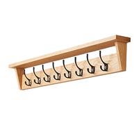 Fox and Grain Solid Oak Coat Rack (8 Hooks) | Wall Mounted Coat Hooks with Shelf for Display/Storage | Wooden Stylish & Versatile Hallway Decor | Heavy Duty Double Hooks | Handcrafted in The UK