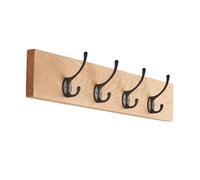 Fox and Grain Solid Oak Wall Mounted Coat Rack - Handcrafted in Yorkshire - Wooden Coat Hooks with 2 to 12 Hooks - Premium Coat Hanger for Hallway, Entryway & Home Storage (4 Hooks - 52cm)