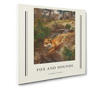 Fox And Hunting Dogs Vol.1 By Bruno Liljefors Canvas Print | Gallery Wrapped 30mm Frame Wall Art | 20x20 inches | Ready to Hang | Classic Animals Picture | Living Room Bedroom Lounge Office