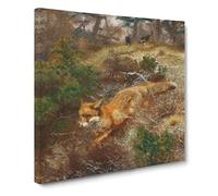 Fox And Hunting Dogs Vol.1 by Bruno Liljefors Canvas Print | Gallery Wrapped 30mm Frame Wall Art | 20x20 inches | Ready to Hang | Classic Animals Picture | Living Room Bedroom Lounge Office
