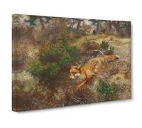 Fox And Hunting Dogs Vol.1 By Bruno Liljefors Canvas Print | Gallery Wrapped 30mm Frame Wall Art | 30x20 inches | Ready to Hang | Classic Animals Picture | Living Room Bedroom Lounge Office