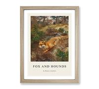 Fox And Hunting Dogs Vol.1 By Bruno Liljefors Exhibition Museum Painting Framed Print | A2 Oak Framed Wall Art | Ready to Hang | Modern Animal Picture | Living Room Bedroom Lounge Office