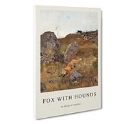 Fox and Hunting Dogs Vol.2 Bruno Liljefors Canvas Print | Gallery Wrapped 30mm Frame Wall Art | 30x20 inches | Ready to Hang | Contemporary Animals Picture | Living Room Bedroom Lounge Office