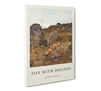Fox And Hunting Dogs Vol.2 By Bruno Liljefors Canvas Print | Gallery Wrapped 30mm Frame Wall Art | 20x14 inches | Ready to Hang | Classic Animals Picture | Living Room Bedroom Lounge Office