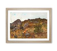 Fox And Hunting Dogs Vol.2 By Bruno Liljefors Classic Painting Framed Print | A4 Oak Framed Wall Art | Ready to Hang | Classic Animal Picture | Living Room Bedroom Lounge Office