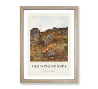 Fox And Hunting Dogs Vol.2 By Bruno Liljefors Exhibition Museum Painting Framed Print | A3 Oak Framed Wall Art | Ready to Hang | Modern Animal Picture | Living Room Bedroom Lounge Office