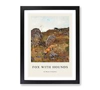 Fox And Hunting Dogs Vol.2 By Bruno Liljefors Exhibition Museum Painting Framed Print | A4 Black Framed Wall Art | Ready to Hang | Modern Animal Picture | Living Room Bedroom Lounge Office