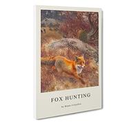 Fox and Hunting Dogs Vol.3 Bruno Liljefors Canvas Print | Gallery Wrapped 30mm Frame Wall Art | 30x20 inches | Ready to Hang | Contemporary Animals Picture | Living Room Bedroom Lounge Office