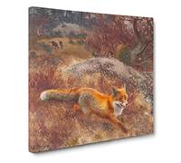 Fox And Hunting Dogs Vol.3 by Bruno Liljefors Canvas Print | Gallery Wrapped 30mm Frame Wall Art | 14x14 inches | Ready to Hang | Classic Animals Picture | Living Room Bedroom Lounge Office