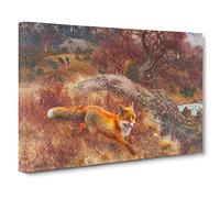 Fox And Hunting Dogs Vol.3 By Bruno Liljefors Canvas Print | Gallery Wrapped 30mm Frame Wall Art | 24x16 inches | Ready to Hang | Classic Animals Picture | Living Room Bedroom Lounge Office