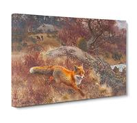 Fox And Hunting Dogs Vol.3 By Bruno Liljefors Canvas Print | Gallery Wrapped 30mm Frame Wall Art | 30x20 inches | Ready to Hang | Classic Animals Picture | Living Room Bedroom Lounge Office