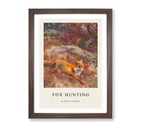 Fox And Hunting Dogs Vol.3 By Bruno Liljefors Exhibition Museum Painting Framed Print | A4 Walnut Framed Wall Art | Ready to Hang | Modern Animal Picture | Living Room Bedroom Lounge Office