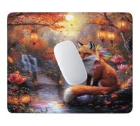Fox And Lantern Mouse Mat - 12.60 × 10.24 in, Gaming Mouse Pad g-348