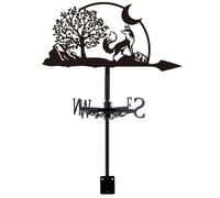 Fox and Moon Weather Vane for Roof Fox Metal Weathervane Tree Moon Wind Vanes for Sheds Black Wind Direction Indicator for Farmhouse Yard Farm Shed Garden Decoration