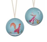 Fox and Mouse | Fillable Tinware Christmas Bauble | Sara Miller| 7cm Wide