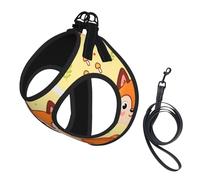 Fox And Mushroom Pattern,Pet Harness,Adjustable Reflective Dog Harness,Pet Leash Vest,S