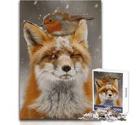 Fox And Robin in Winter 1000 Pieces Jigsaws Adults Puzzles Gifts Educational Mental Skill Game Memorable Thoughtful Gift Selection Size 38x26cm