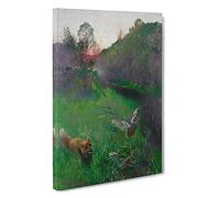 Fox And Seabirds By Bruno Liljefors Canvas Print | Gallery Wrapped 30mm Frame Wall Art | 30x20 inches | Ready to Hang | Classic Animals Picture | Living Room Bedroom Lounge Office