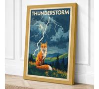 Fox and Thunderstorm Vintage Canvas Wall Art Print 24x16 Inch (61 x 41 cm)
