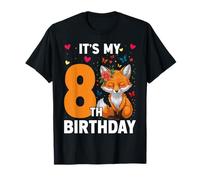 Fox Animal Lovers 8th Birthday Girl Fox B-Day 8 Years Old T-Shirt